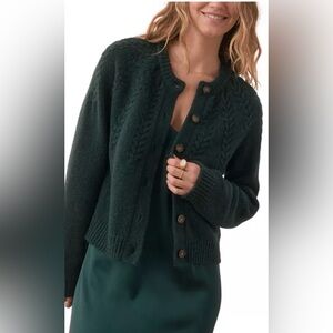 Marine Layer Forest Green Everly Cable Knit Cardigan Size Large